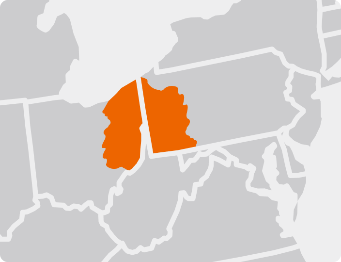Cleveland and Pittsburgh