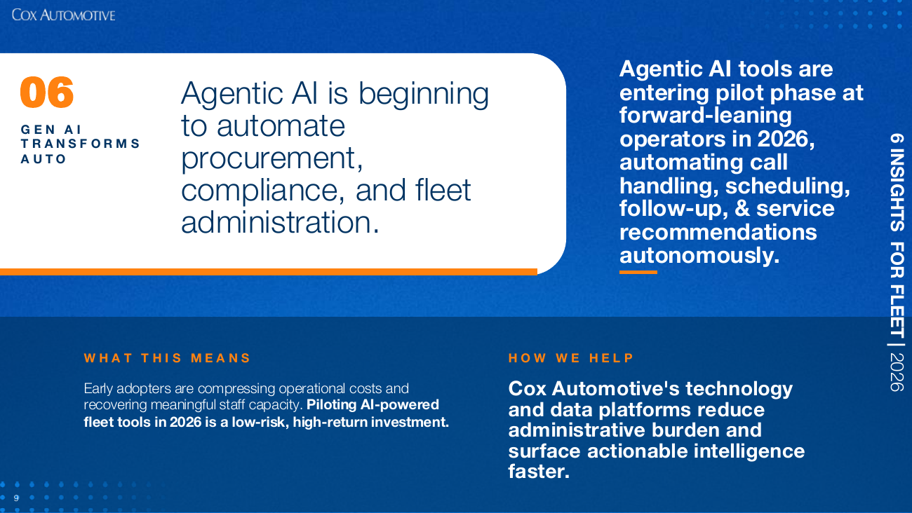 Agentic AI is beginning to automate procurement, compliance, and fleet administration